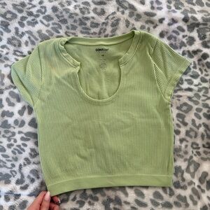 PacSun Light Green Ribbed Crop Top